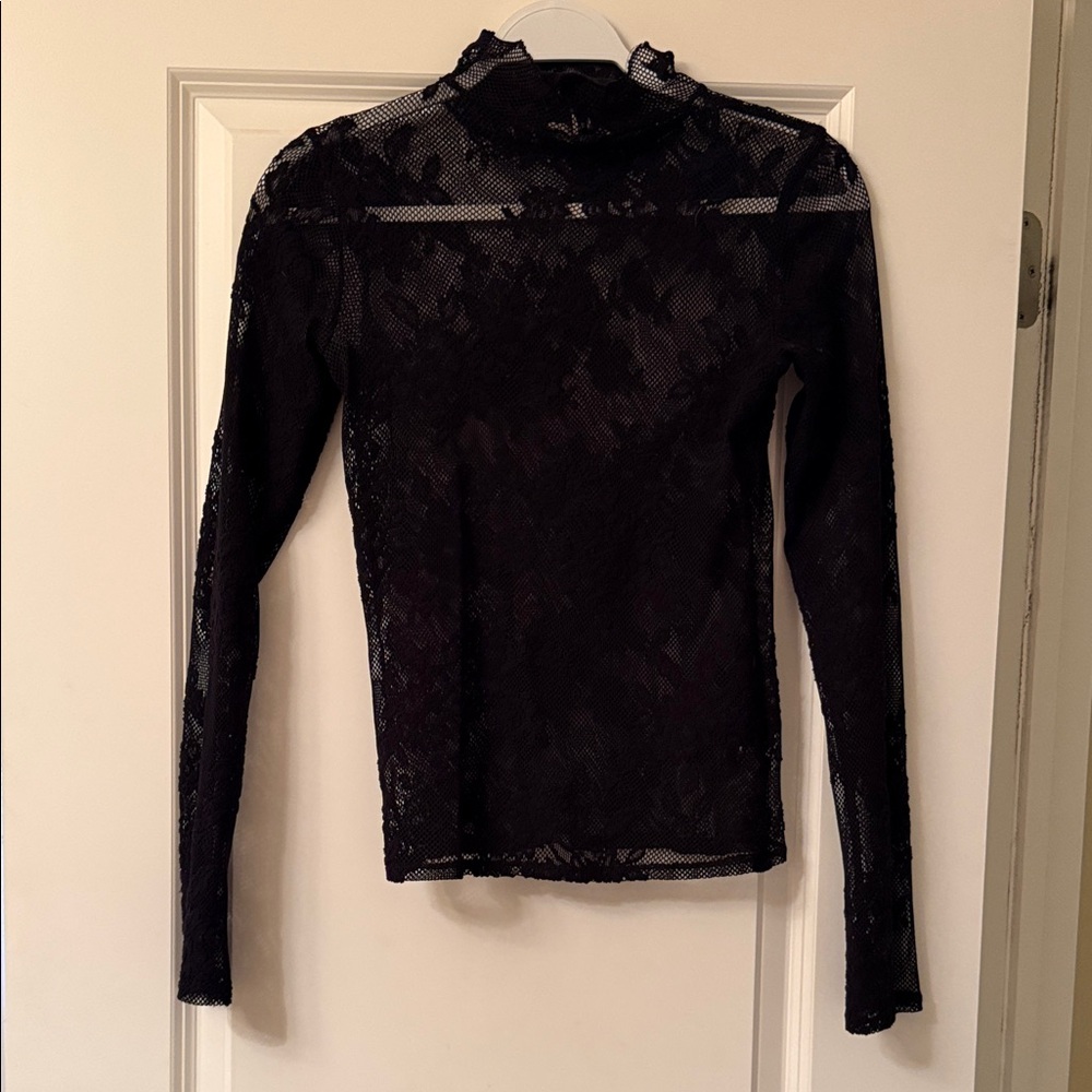 Express Black Sheer Lace Blouse
